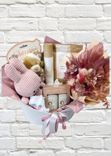 Pink Baby Gift Basket