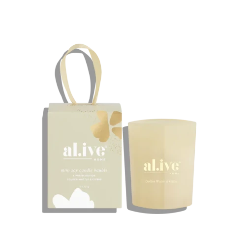 Limited Edition mini soy candle bauble - golden wattle & citrus